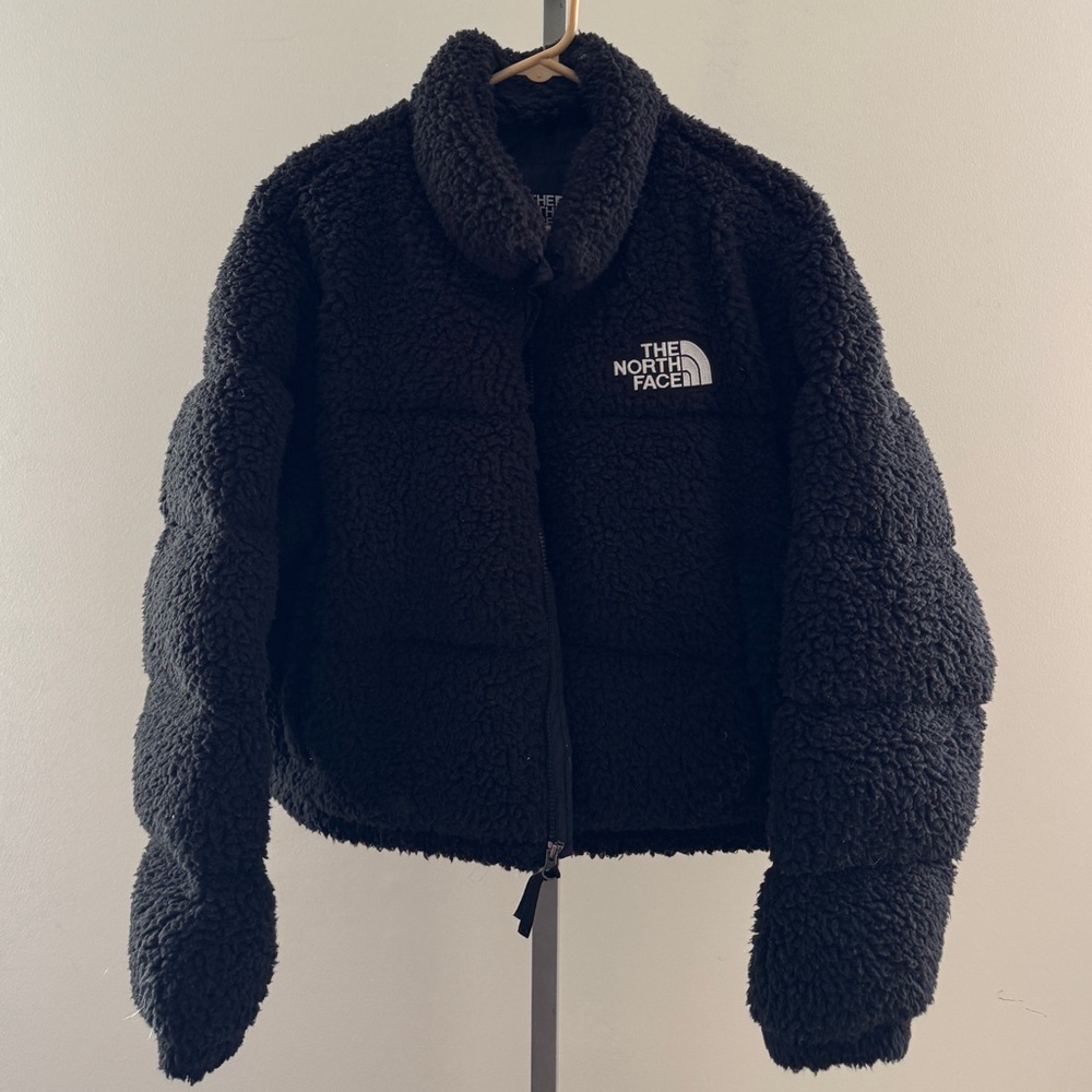 THE NORTH FACE WOMEN'S HIGH PILE FLEECE NUPTSE DOWN JACKET TNF Black sz XL - Picture 2 of 3
